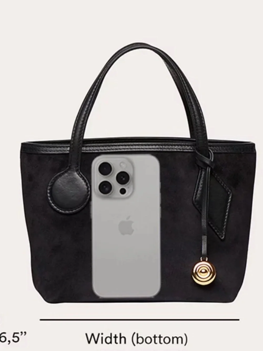 Liffner Sprout Black Micro Suede Tote BNWT